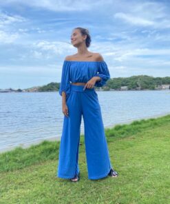 Calça Pantalona Azul Porcelana