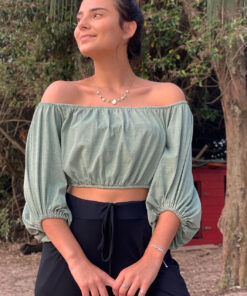 Cropped Bufante Verde Alecrim