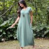 Vestido Longo Abaloado Verde Alecrim