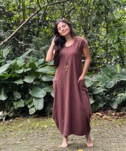 Vestido Longo Abaloado Marrom