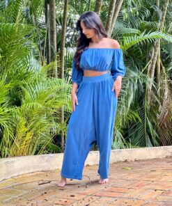Calça Pantalona Saruel Azul