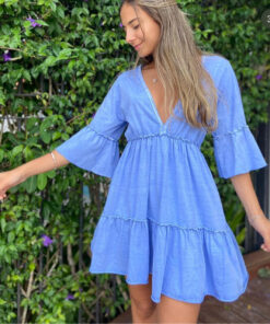 Vestido Boho Azul Lavanda