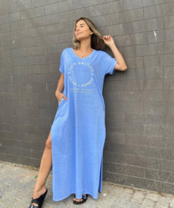 Vestido Longo Fendas Água Salgada