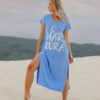 Vestido Longo Fendas O Mar Cura Azul